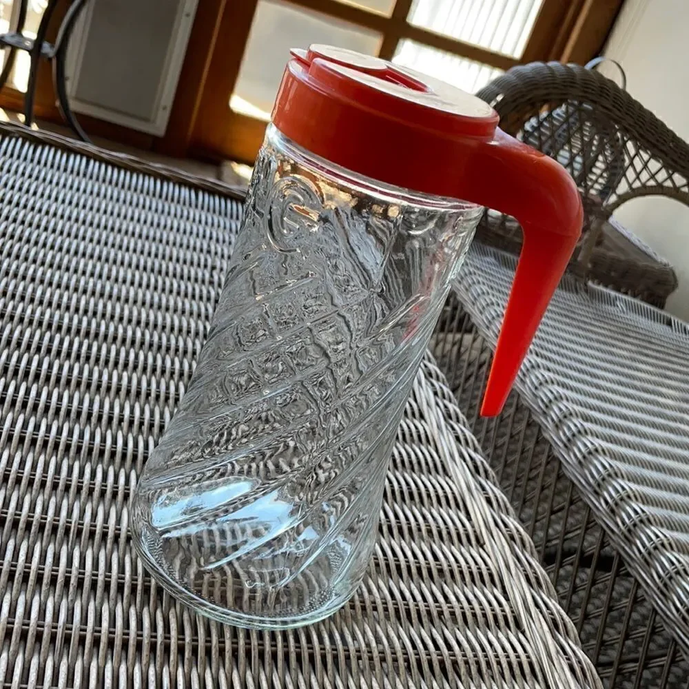 Vintage 1970's TANG Swirl Clear Glass Pitcher